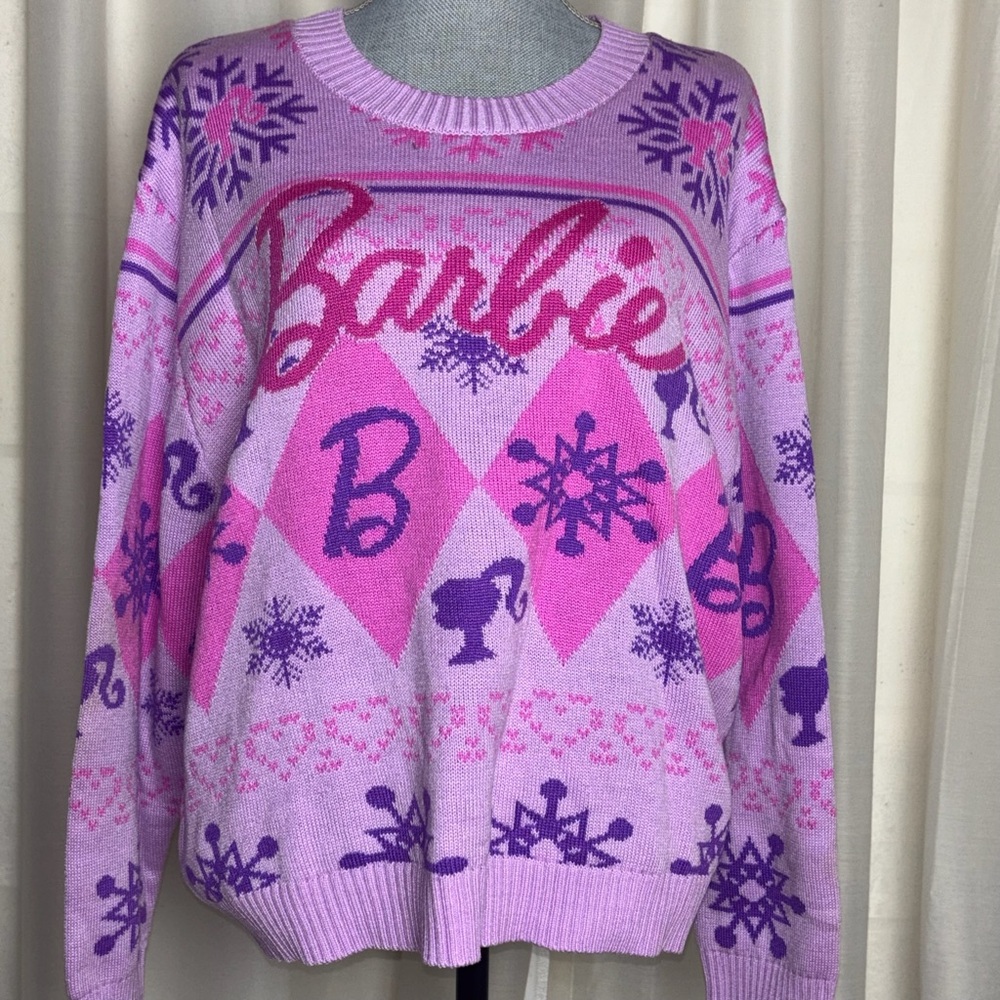 Barbie Pink & Purple Knit Sweater - Women's Casual Pullover